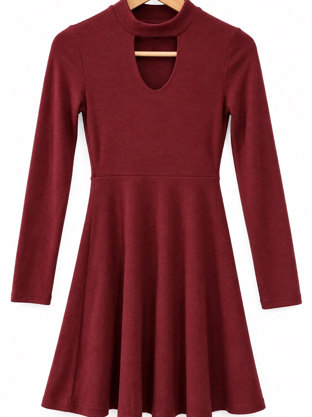 Joe Boxer Burgundy Choker Keyhole Fit & Flare Skater Dress Size S
